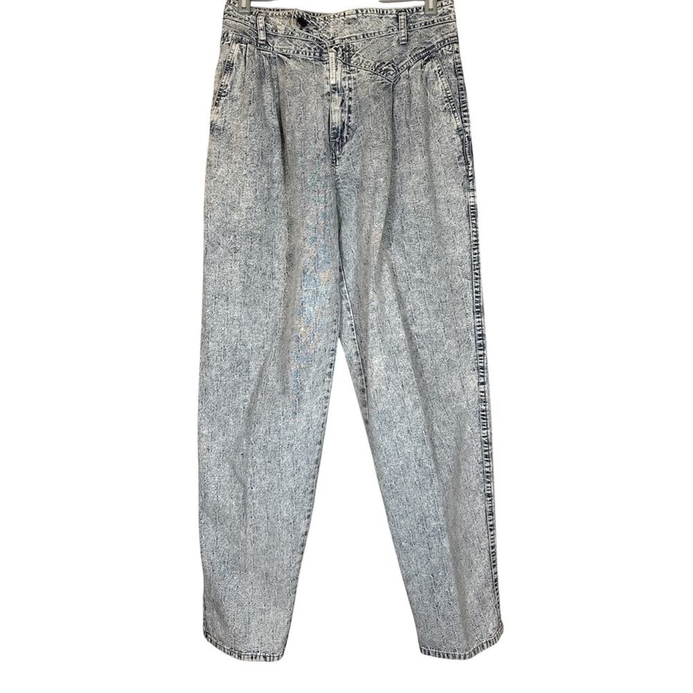 Vintage 80s Zepplin Acid Wash Mom Jeans Womens 30M Blue Tapered Leg High Waist